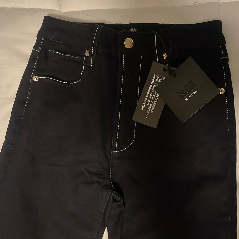 Black Label High Rise Black Jeans with Clean Stitching